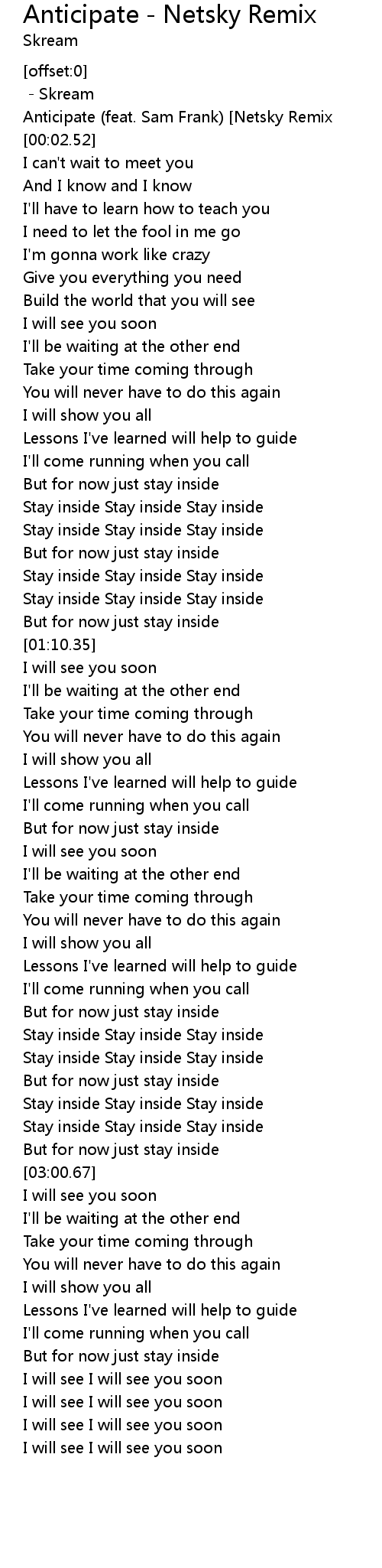 Anticipate Netsky Remix Lyrics Follow Lyrics