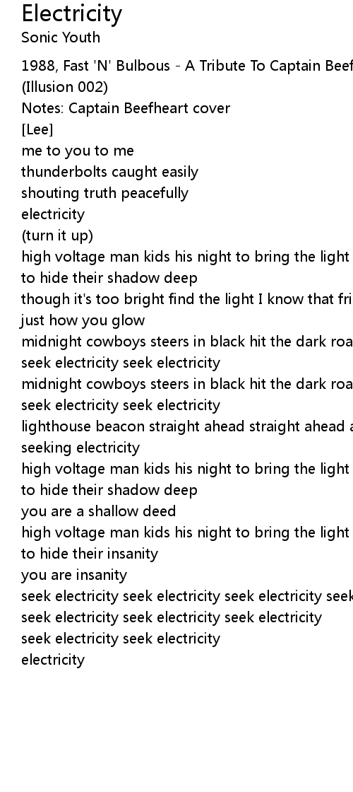 Electricity Lyrics Follow Lyrics