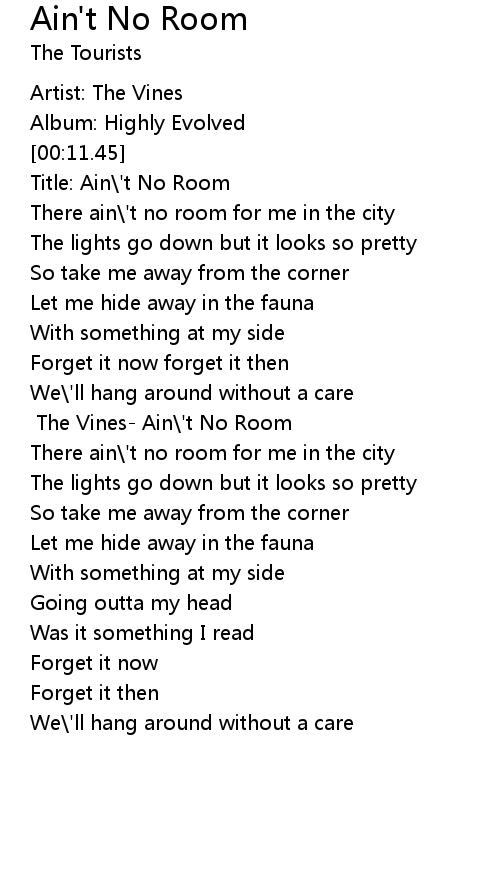 Ain't No Room Lyrics Follow Lyrics