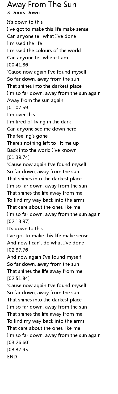 Away From The Sun Lyrics Follow Lyrics
