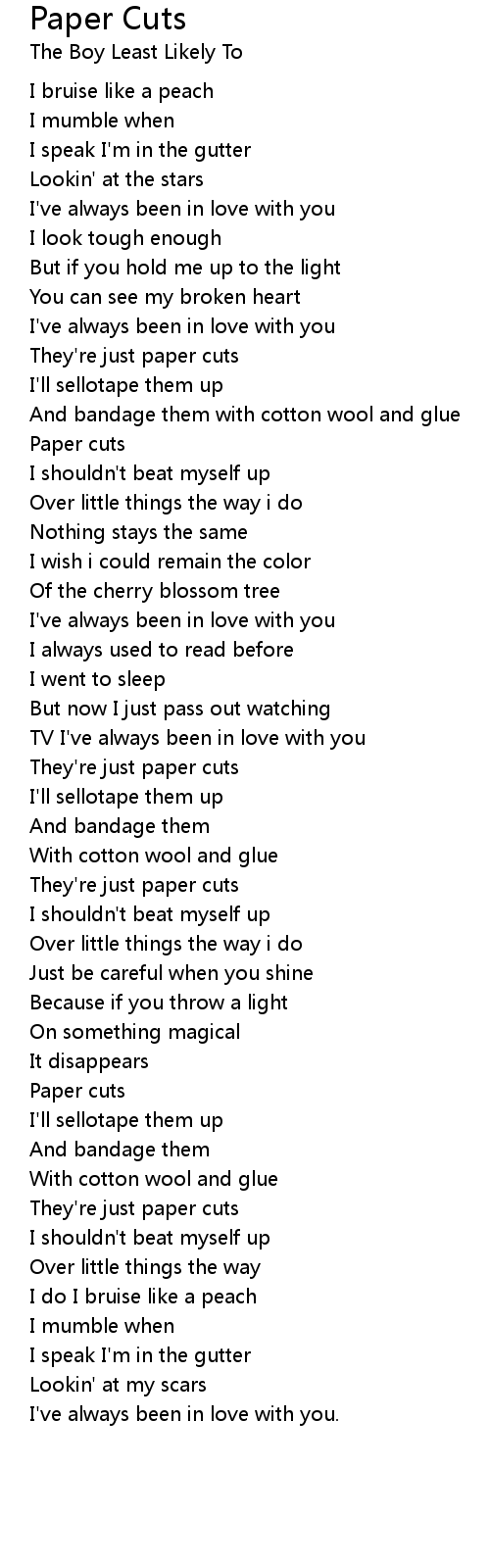 Paper cuts lyrics