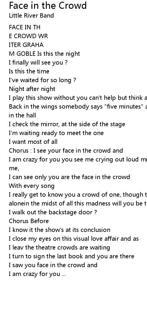 Face in the Crowd Lyrics Follow Lyrics