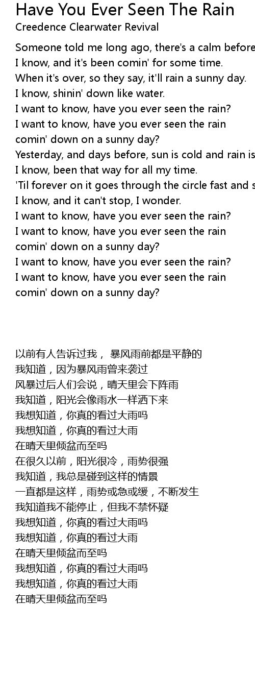 Have You Ever Seen The Rain