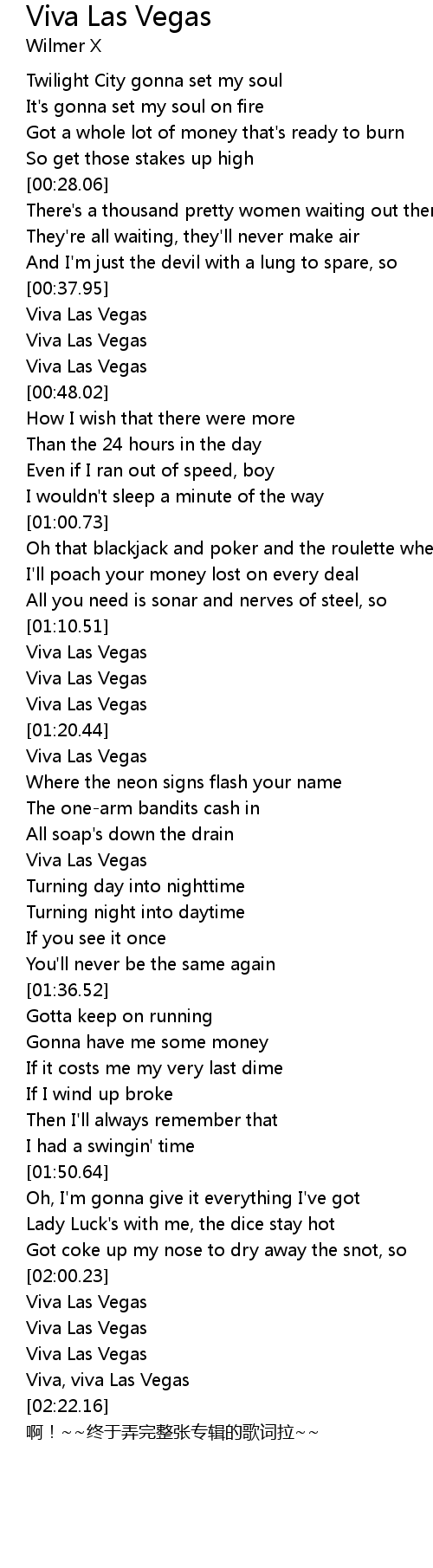 Viva Las Vegas Lyrics Follow Lyrics