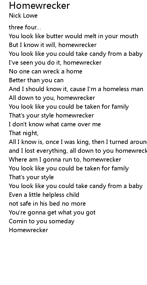 Homewrecker Lyrics Follow Lyrics
