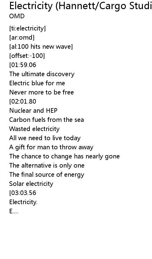 Electricity Studios Version) (2003 Digital Remaster