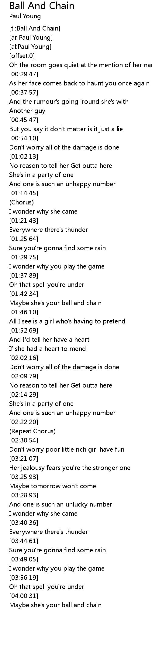 Ball And Chain Lyrics Follow Lyrics