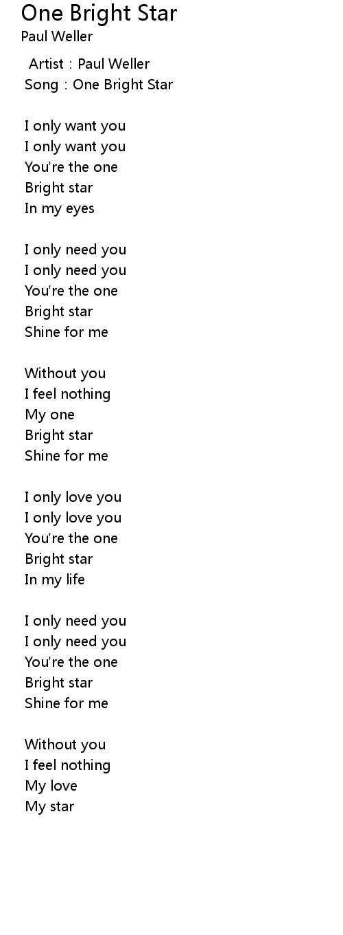 One Bright Star Lyrics Follow Lyrics