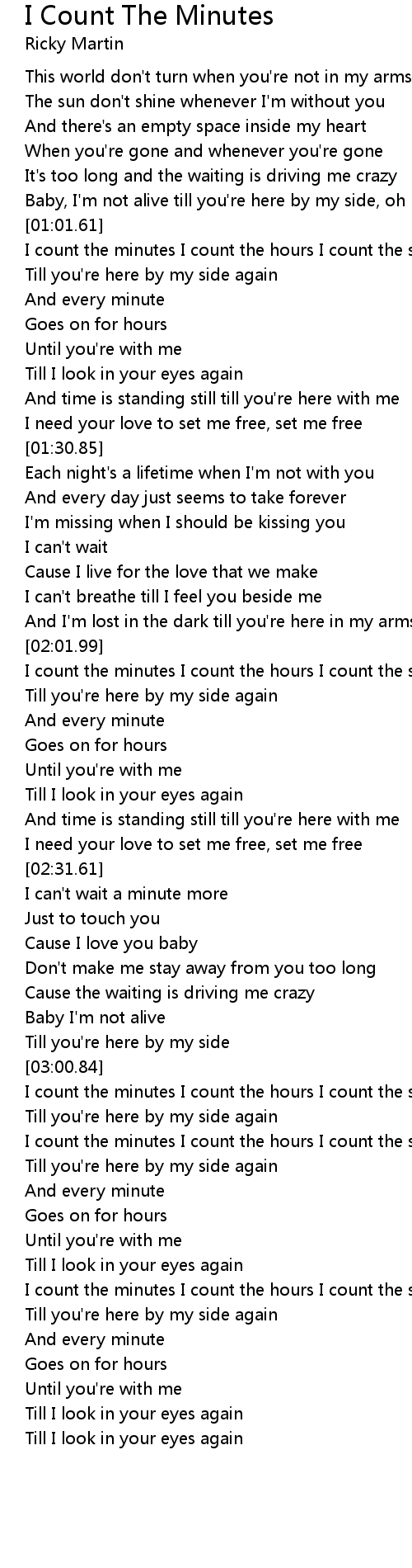 I Count The Minutes Lyrics Follow Lyrics