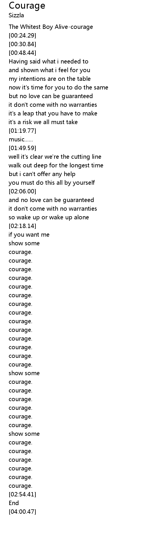 Courage Lyrics