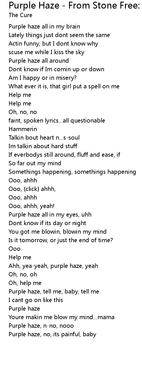 Purple Haze From Stone Free A Tribute To Jimi Hendrix Lyrics Follow Lyrics tribute to jimi hendrix lyrics