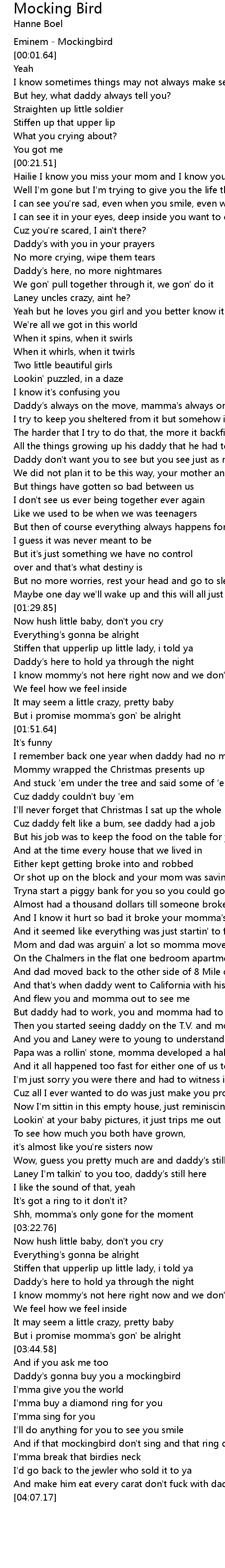Mocking Bird Lyrics Follow Lyrics