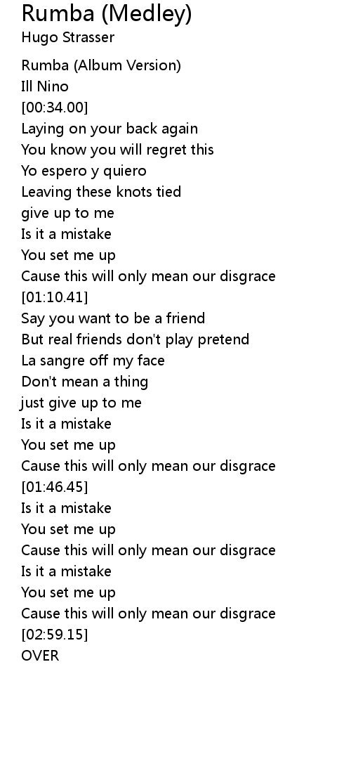 Rumba Medley Lyrics Follow Lyrics follow lyrics