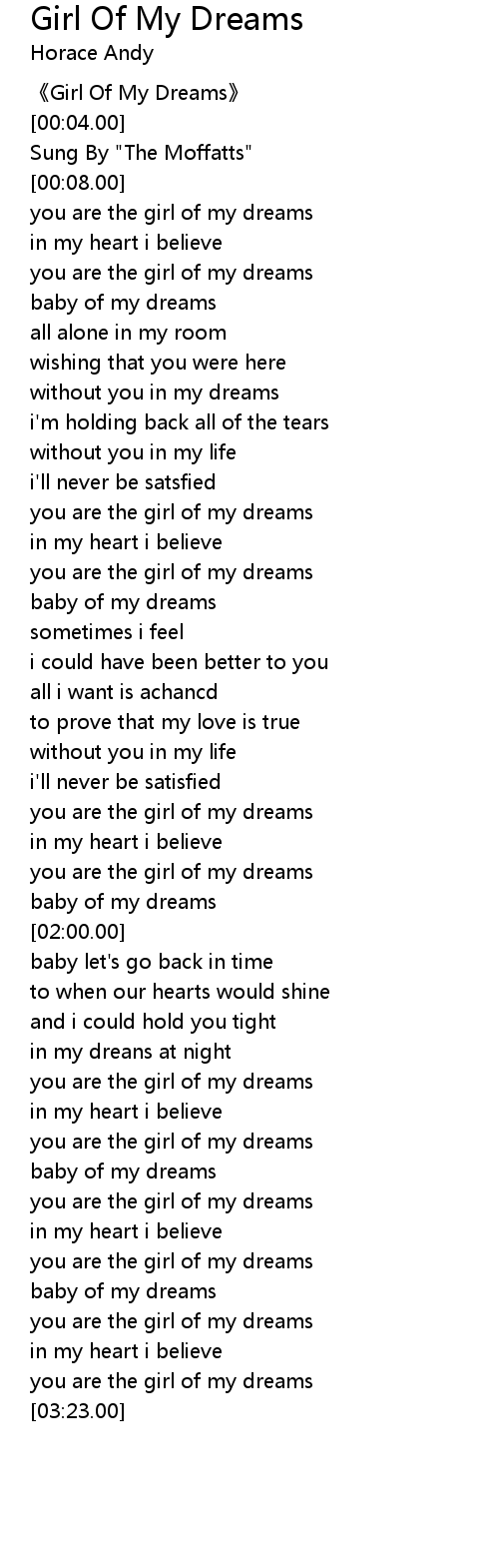 Girl Of My Dreams Lyrics Follow Lyrics