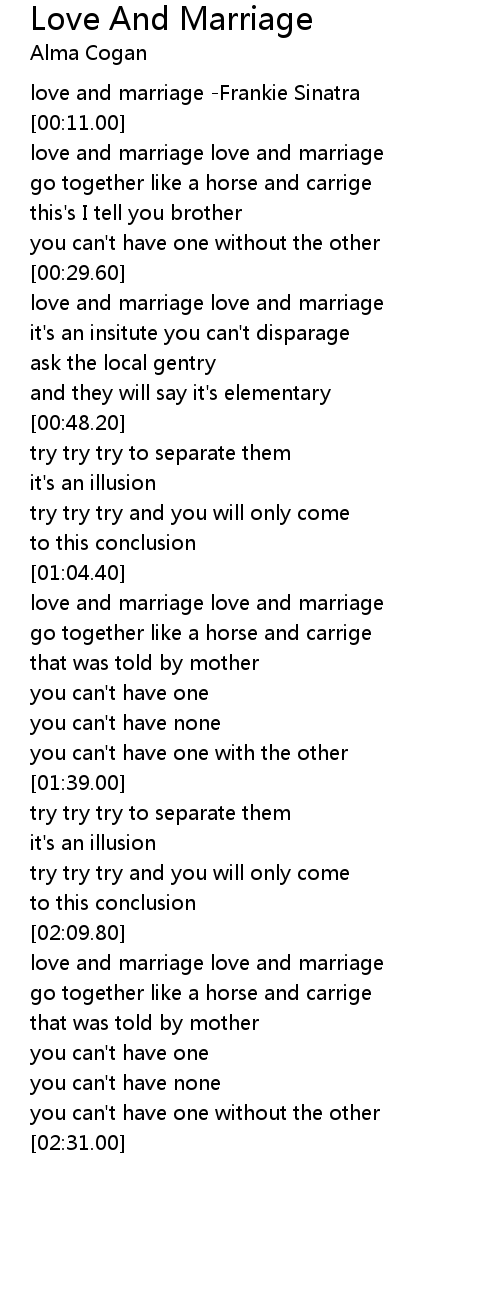 Love And Marriage Lyrics Follow Lyrics
