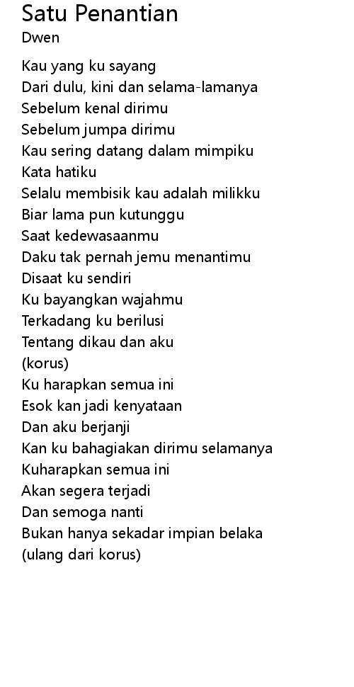 Satu Penantian Lyrics Follow Lyrics