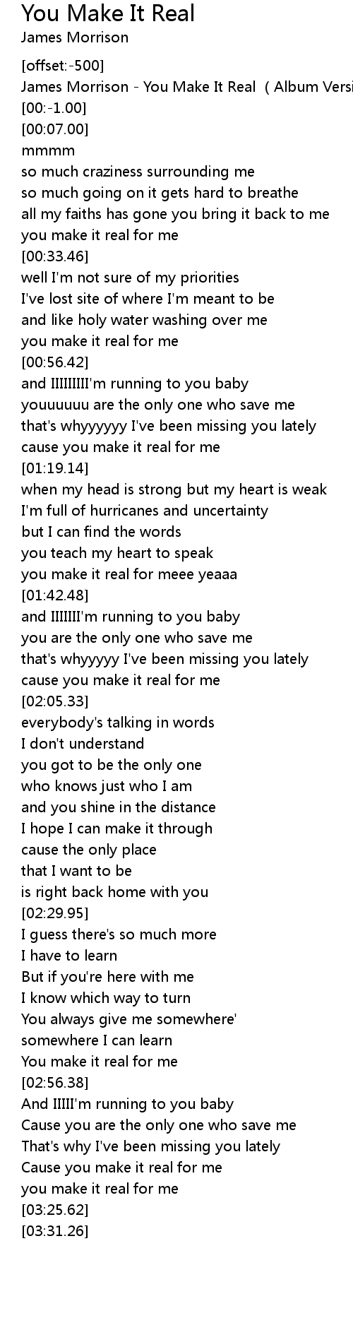 You Make It Real Lyrics Follow Lyrics