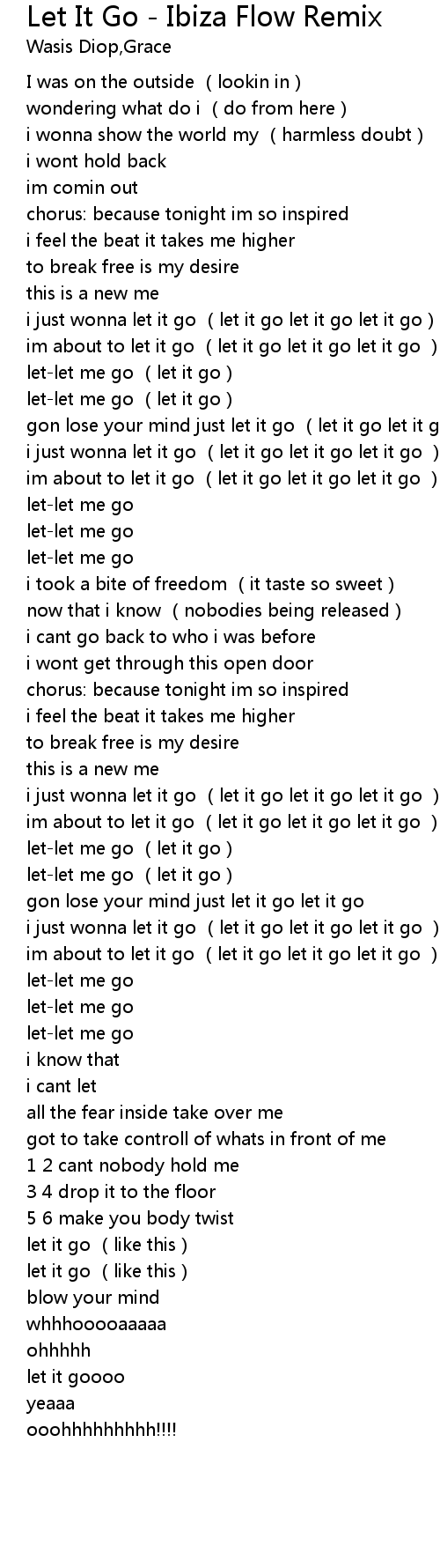 Let It Go Ibiza Flow Remix Lyrics Follow Lyrics