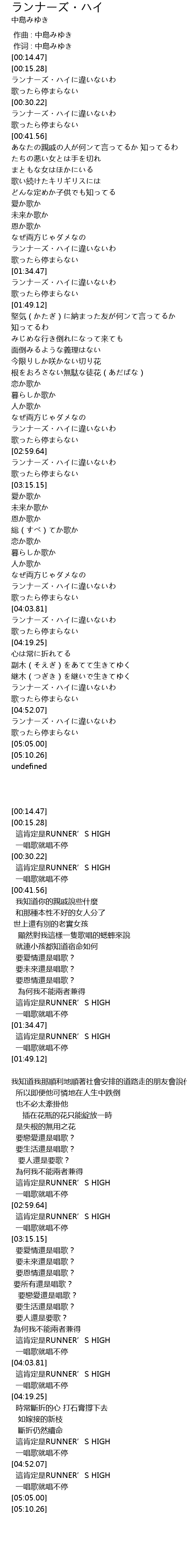ランナーズ ハイ Lyrics Follow Lyrics
