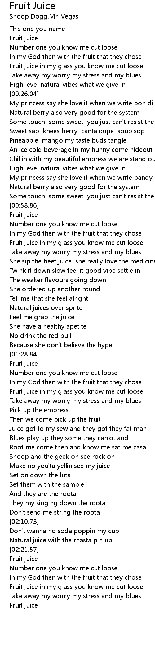 Fruit Juice Lyrics Follow Lyrics