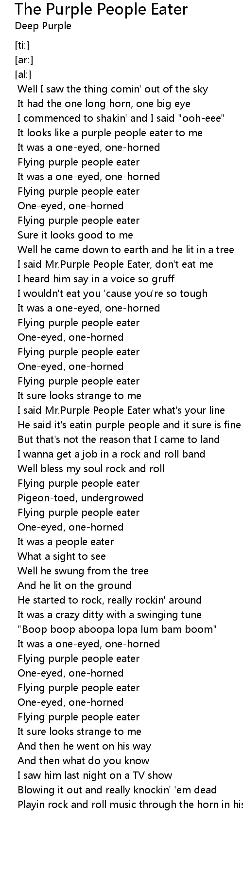 The Purple People Eater Lyrics Follow Lyrics