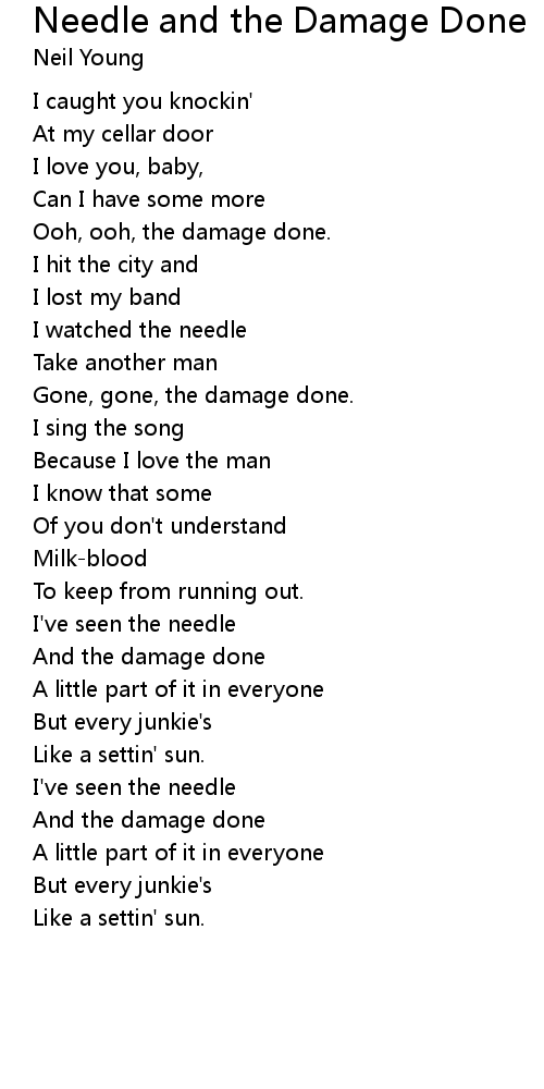 Needle and the Damage Done Lyrics - Follow Lyrics