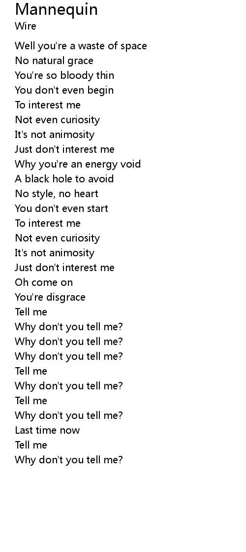 Mannequin Lyrics Follow Lyrics