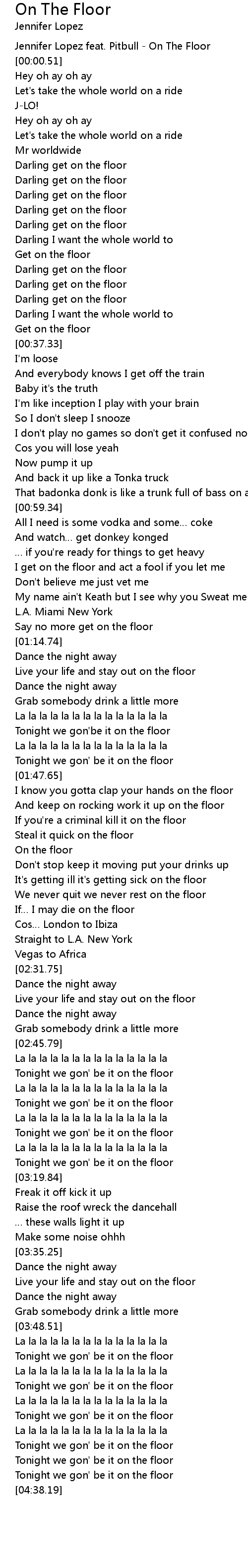On The Floor Lyrics Follow Lyrics