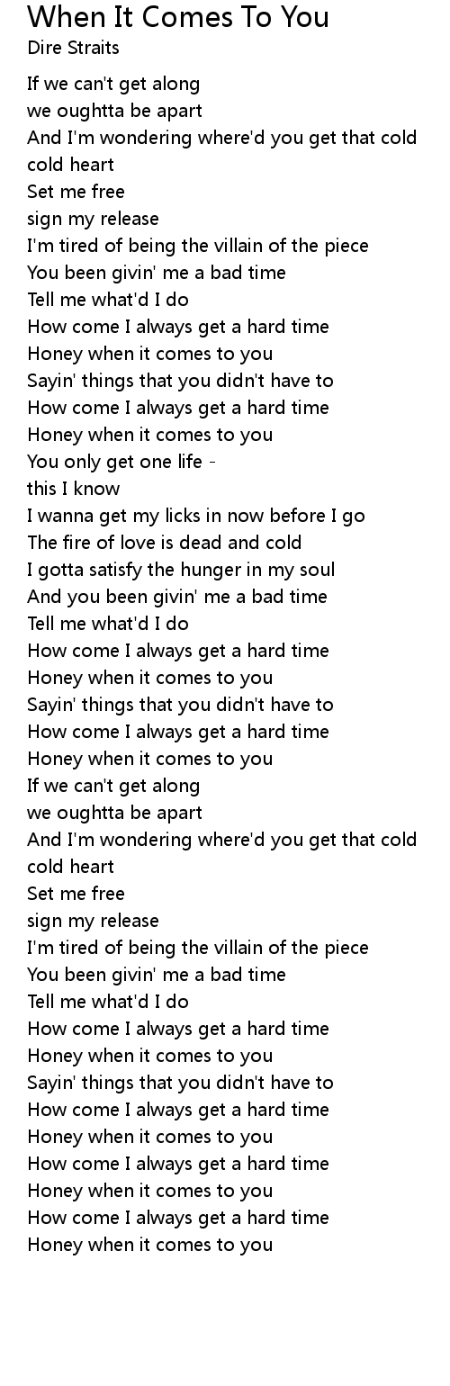 When It Comes To You Lyrics - Follow Lyrics