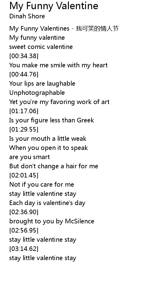 My Funny Valentine Lyrics - Follow Lyrics