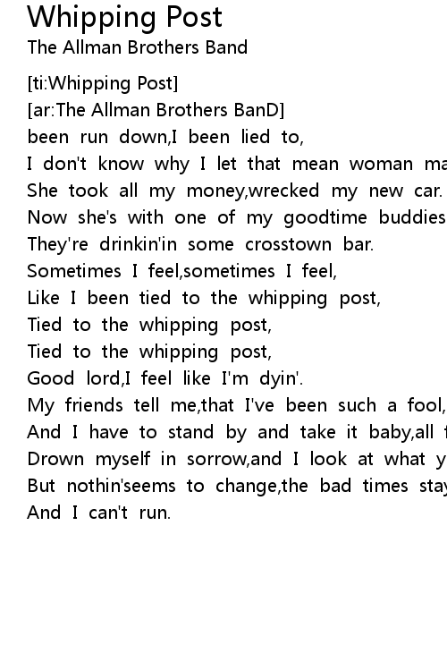 Whipping Post Lyrics - Follow Lyrics