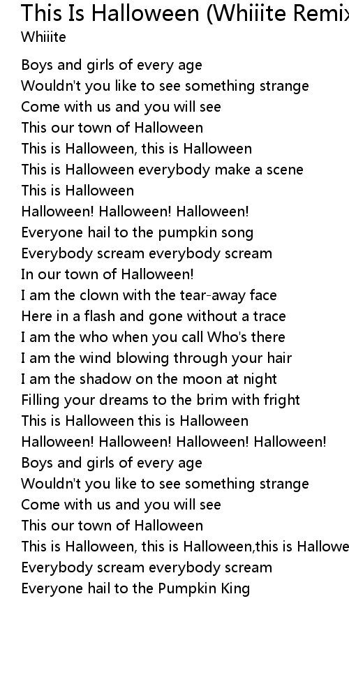 This Is Halloween (Whiiite Remix) Lyrics Follow Lyrics