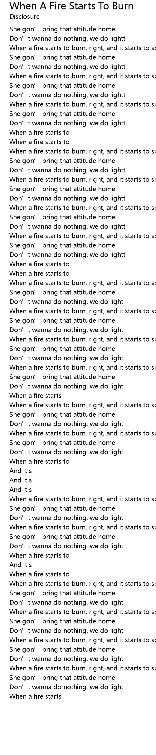 When A Fire Starts To Burn Lyrics - Follow Lyrics