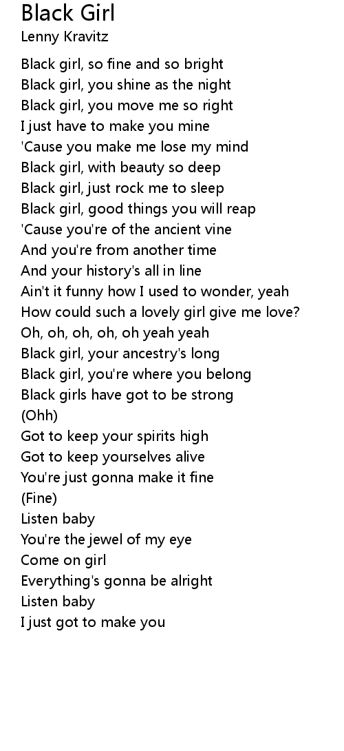 Black Girl Lyrics Follow Lyrics