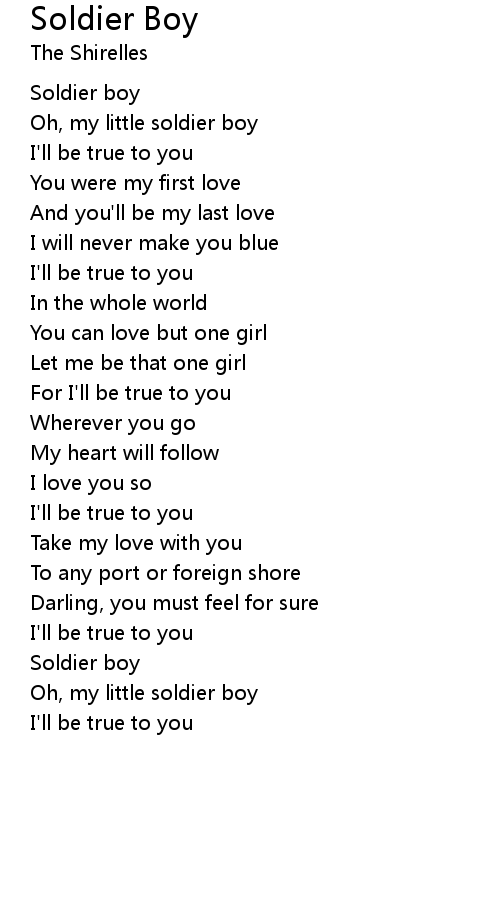 Soldier Boy Lyrics Follow Lyrics