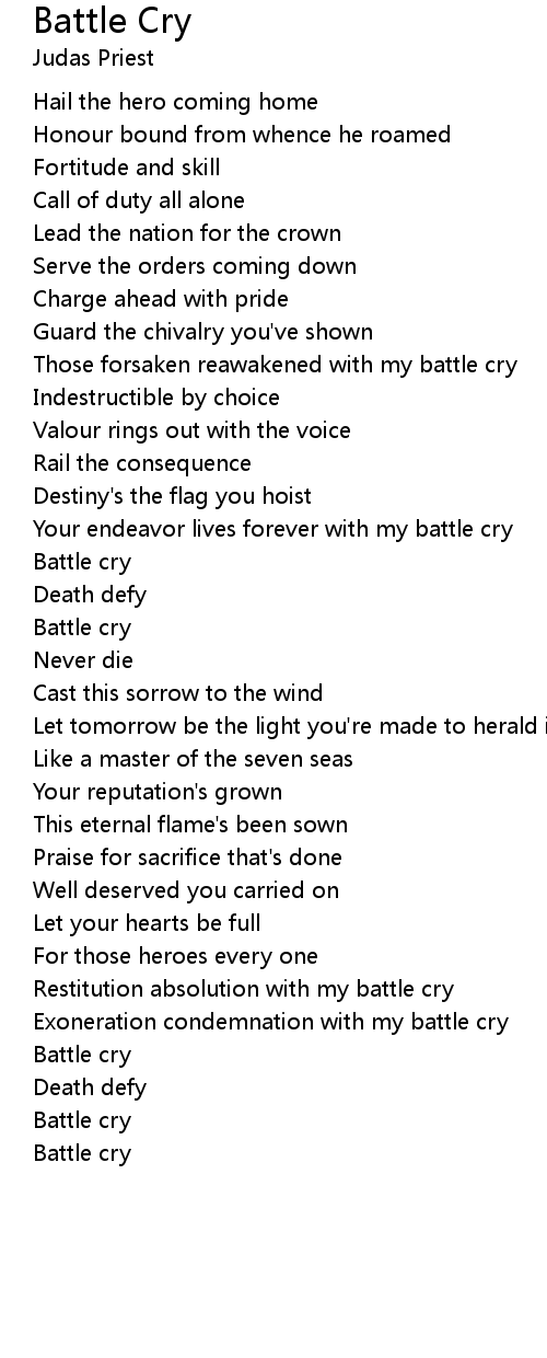 Battle Cry Lyrics Follow Lyrics