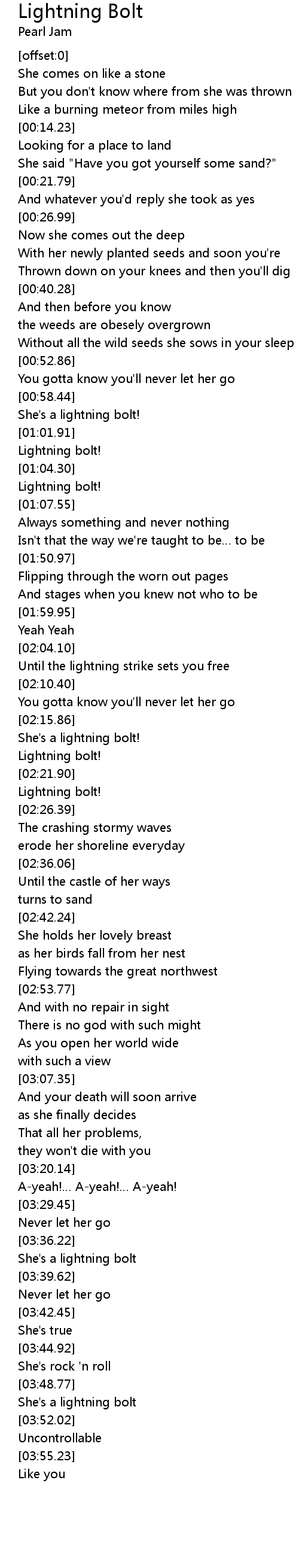 Lightning Bolt Lyrics Follow Lyrics