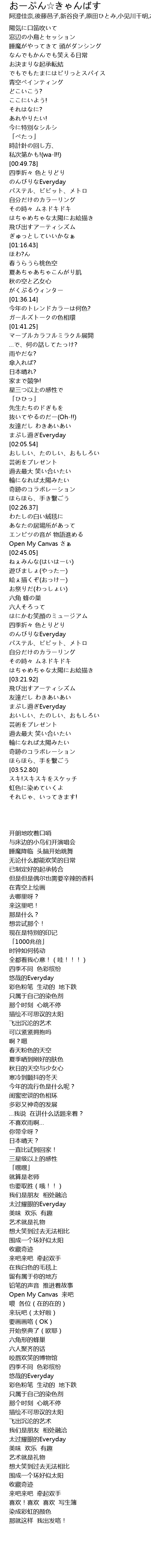 おーぷん きゃんばす Lyrics Follow Lyrics