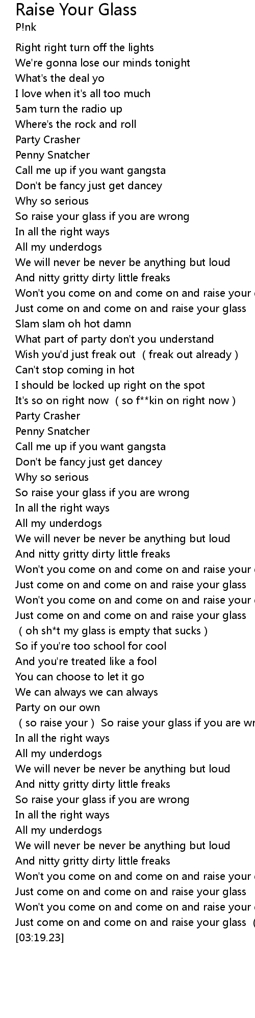 Raise Your Glass Lyrics Follow Lyrics