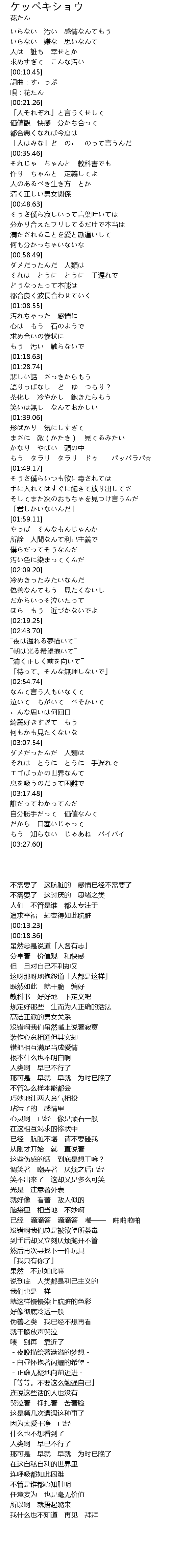 ケッペキショウ Lyrics Follow Lyrics