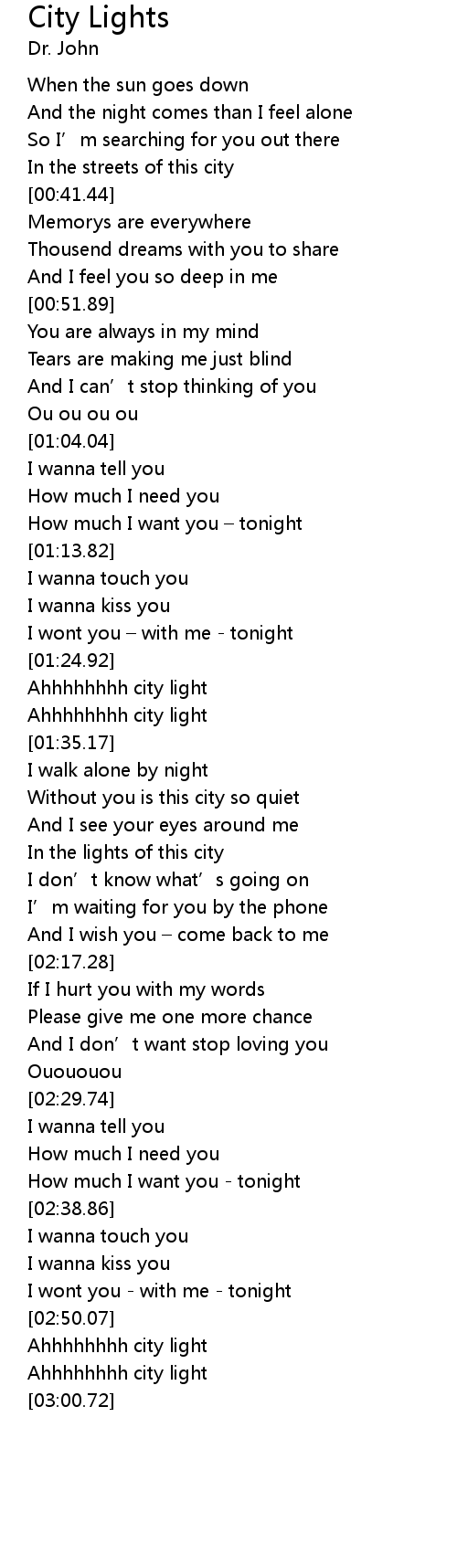City Lights Lyrics Follow Lyrics