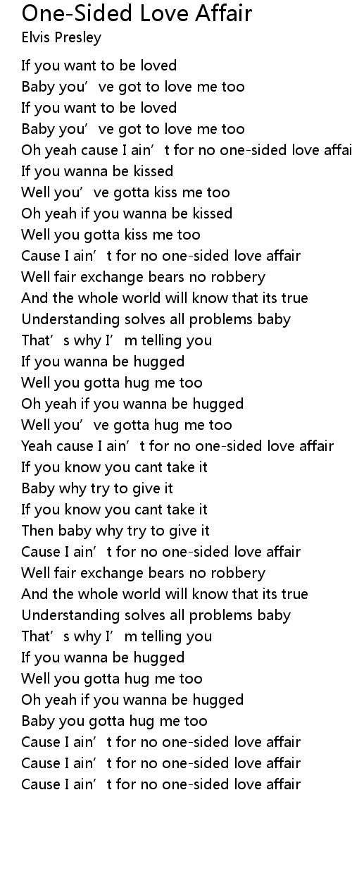 One Sided Love Affair Lyrics Follow Lyrics