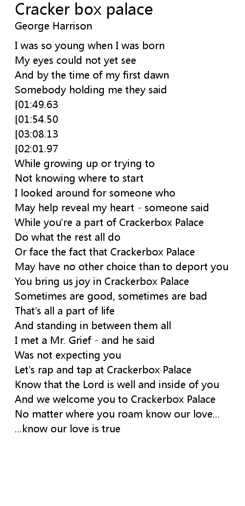 Cracker box palace Lyrics Follow Lyrics