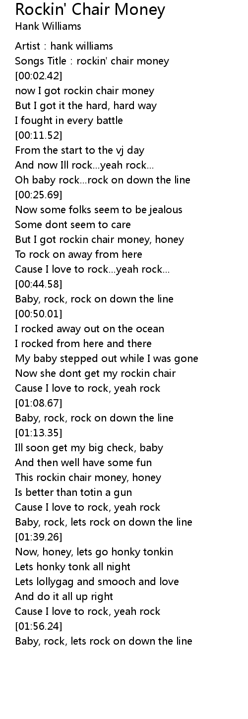 Rockin' Chair Money Lyrics Follow Lyrics