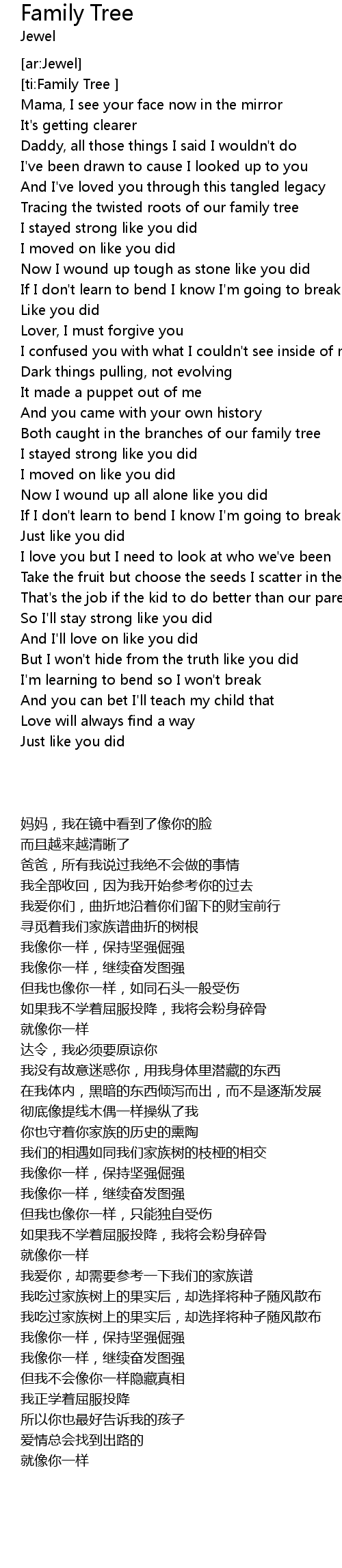 Family Tree Lyrics Follow Lyrics