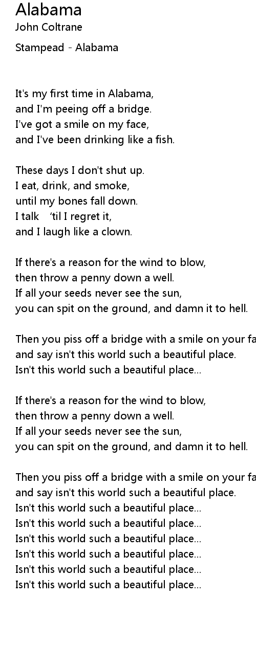 Alabama Lyrics Follow Lyrics