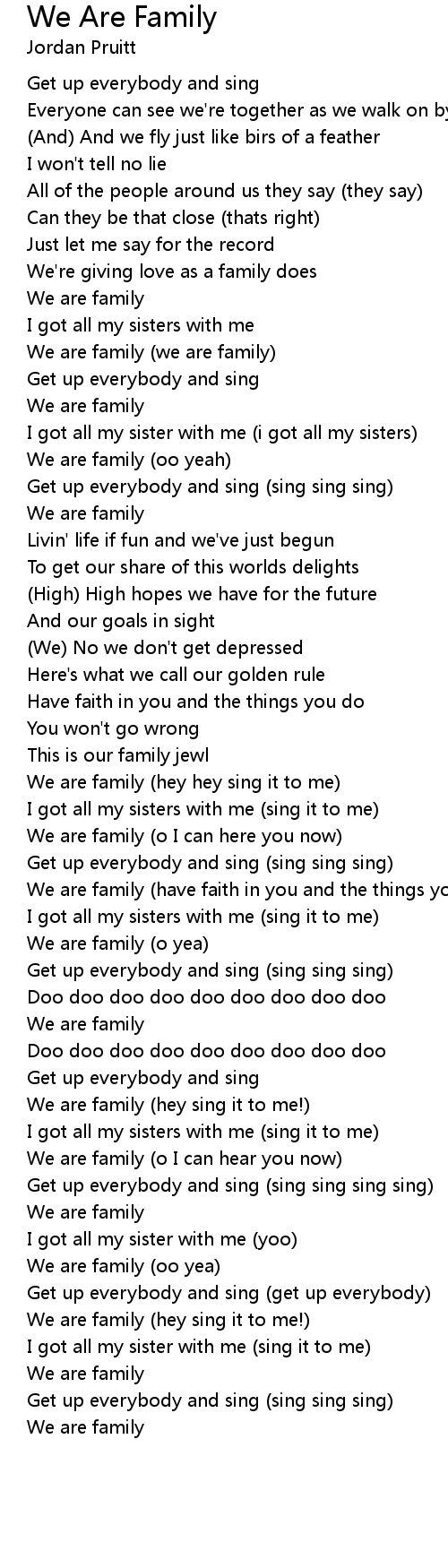 We Are Family Lyrics - Follow Lyrics