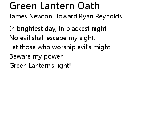 Green Lantern Oath Lyrics Follow Lyrics