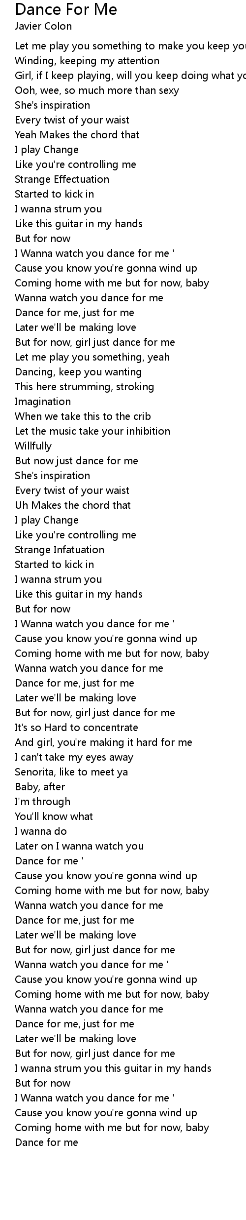 Dance For Me Lyrics Follow Lyrics