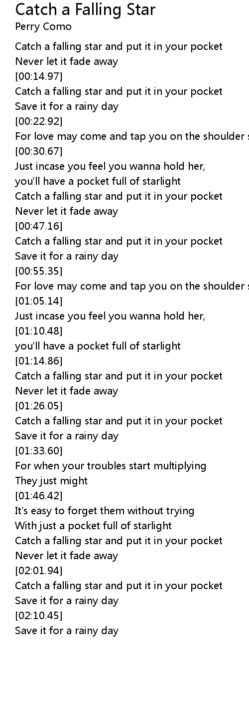 Catch A Falling Star Lyrics Follow Lyrics